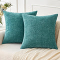 MIULEE Pack of 2 Teal Throw Pillow Covers 16x16 Inch Soft Chenille Pillow Covers by MIULEE