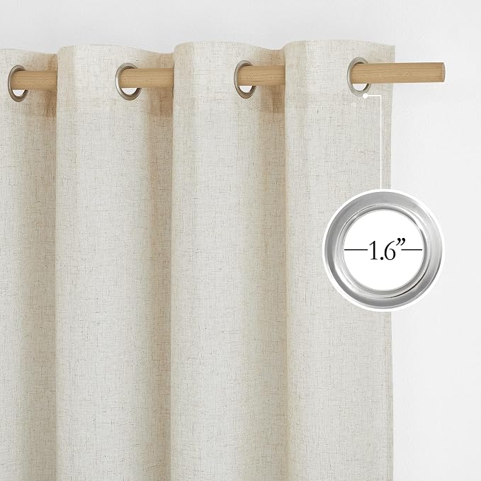 NICETOWN Linen Curtains for Windows 90 inch Long, Grommet Semi Sheer Vertical - Image 4
