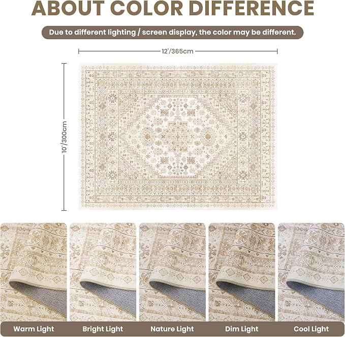zesthome 10x12 Area Rugs, Stain Resistant Washable Rug, Ultra-Thin Rugs - Image 2