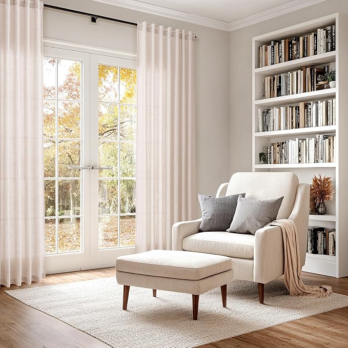 Nanspring Natural White Linen Curtains 102 Inches Long - Image 6