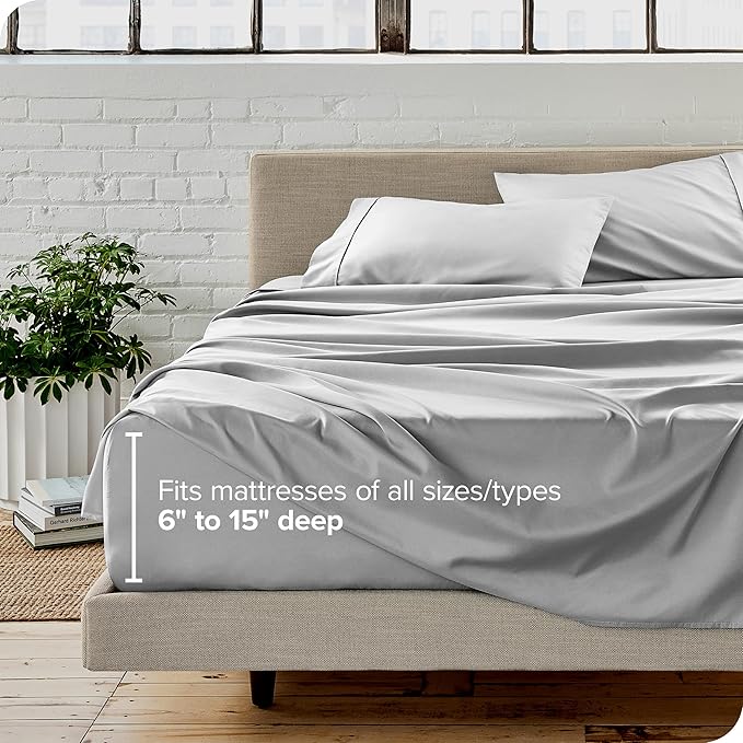 Bare Home Full Sheet Set - Luxury 1800 Ultra-Soft Microfiber Full Bed Sheets - Double Brushed - Deep Pockets - Easy Fit - 4 Piece Set - Bedding Sheets & Pillowcases (Full, Cloud Grey)
