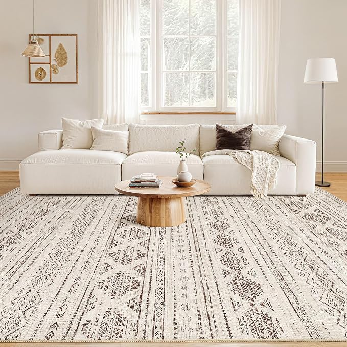 Nakagishi 6x9 Area Rugs Living Room: Washable Boho Large Neutral Soft Farmhouse - Image 5