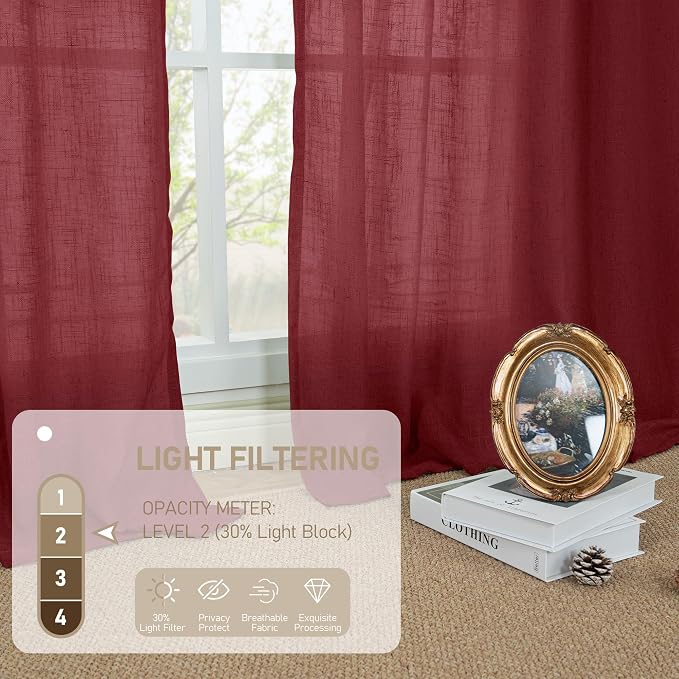 LAMIT Semi Sheer Linen Curtains 54 Inches Long - Image 5