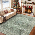 RELEANY Area Rugs 6'x8' Washable Non-Slip, Floral Vintage Distress Print by RELEANY