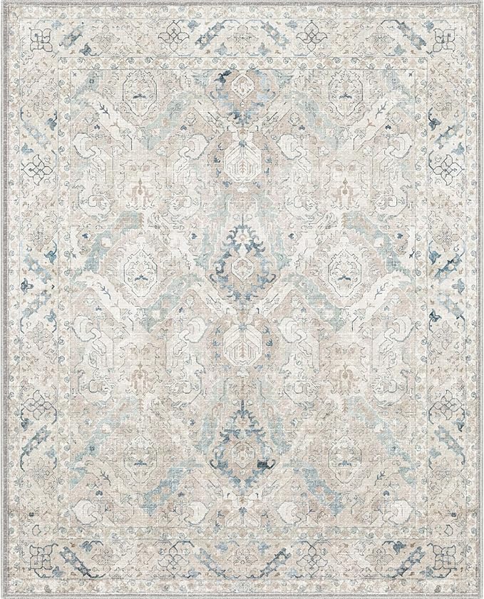 8x10 Area Rugs for Living Room, Machine Washable Non Slip Vintage Retro Rugs by PhonzenuoCarpet