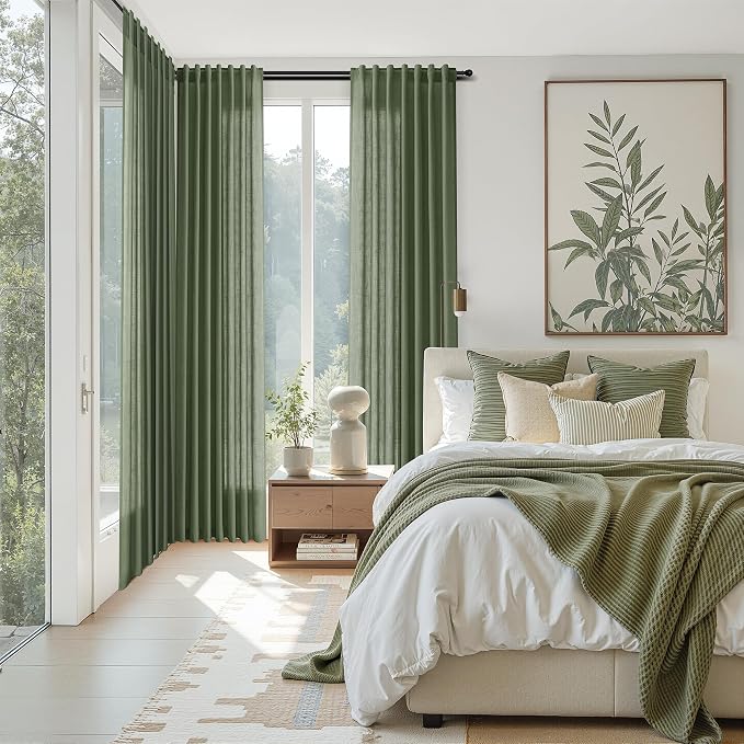 Nanspring Forest Green Linen Curtains 96 Inches Long - Image 7