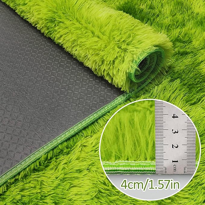 Tie-Dyed Runner Rug for Bedroom Green 2x8ft Fluffy Area Rug Bedside Runner Rug - Image 3