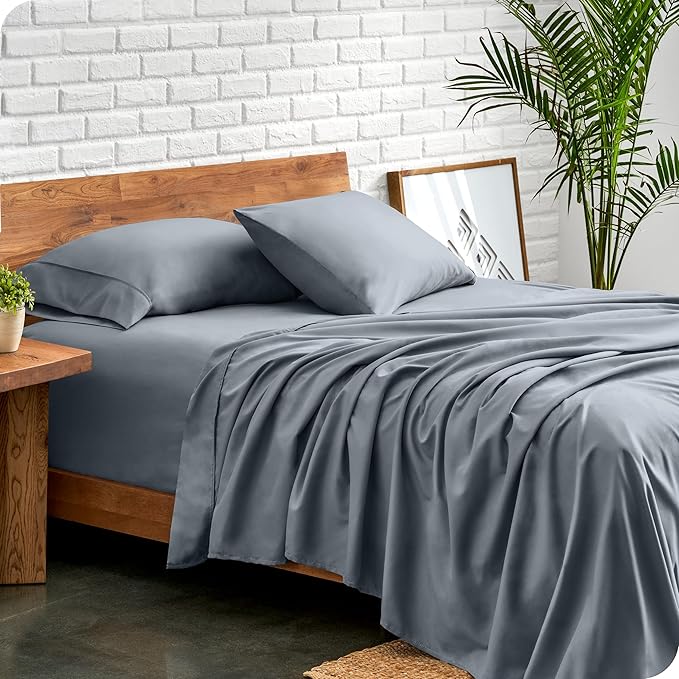 Bare Home Full Extra Long Sheet Set - 1800 Ultra-Soft Microfiber Full XL Bed Sheets - Double Brushed - Deep Pockets - Easy Fit - 4 Piece Set - Bed Sheets (Full XL, Steel Blue)