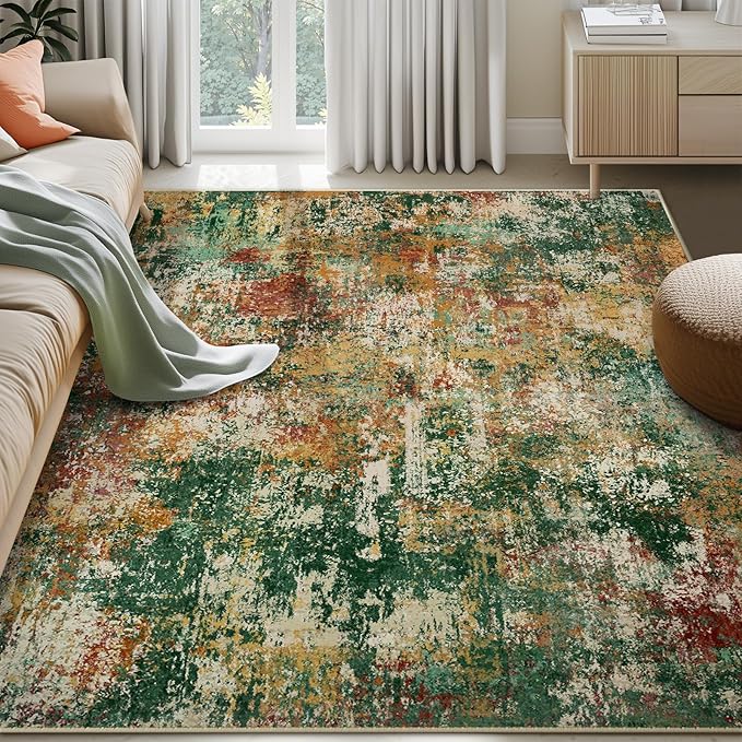 Washable Area Rugs 8'x10' Non-Slip Modern Abstract Soft by RELEANY