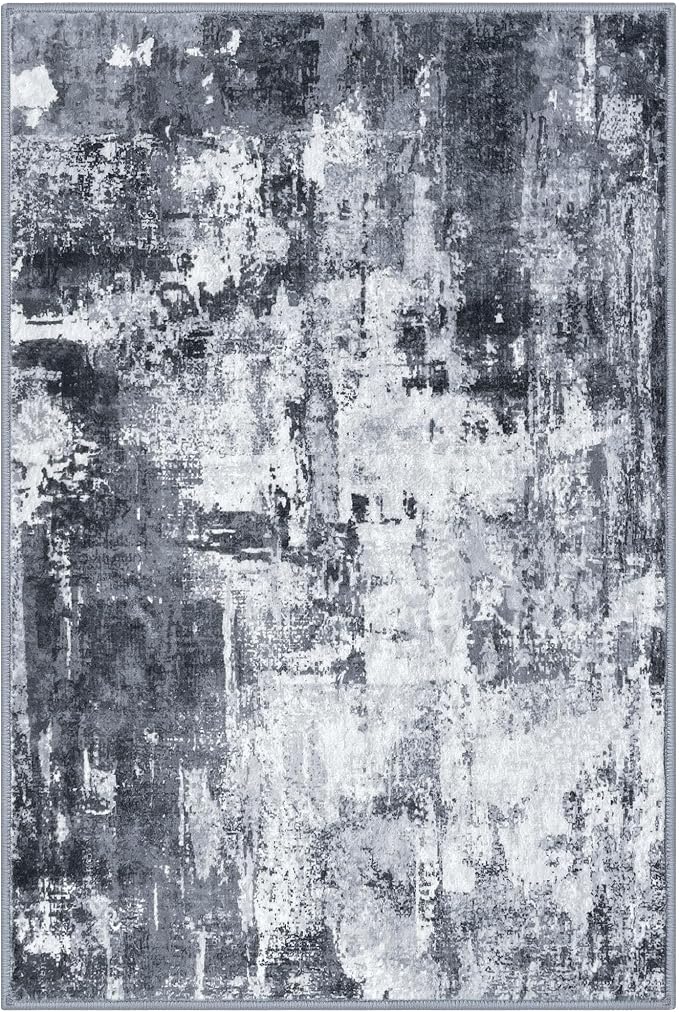 KOZYFLY Modern Abstract Area Rug 8x10 Gray Washable Large Living Room Thin Rugs - Image 8
