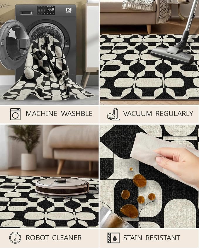 Latte&Fog 8x10 Area Rugs for Living Room, Large Vintage Washable Rug, Boho Non - Image 6