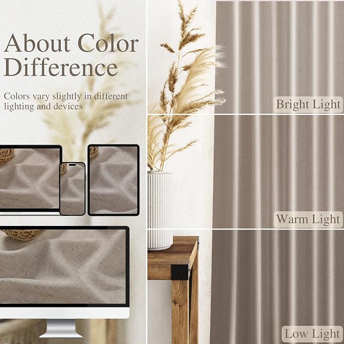 Nanspring Ecru Linen Curtains 84 Inches Long - Image 3