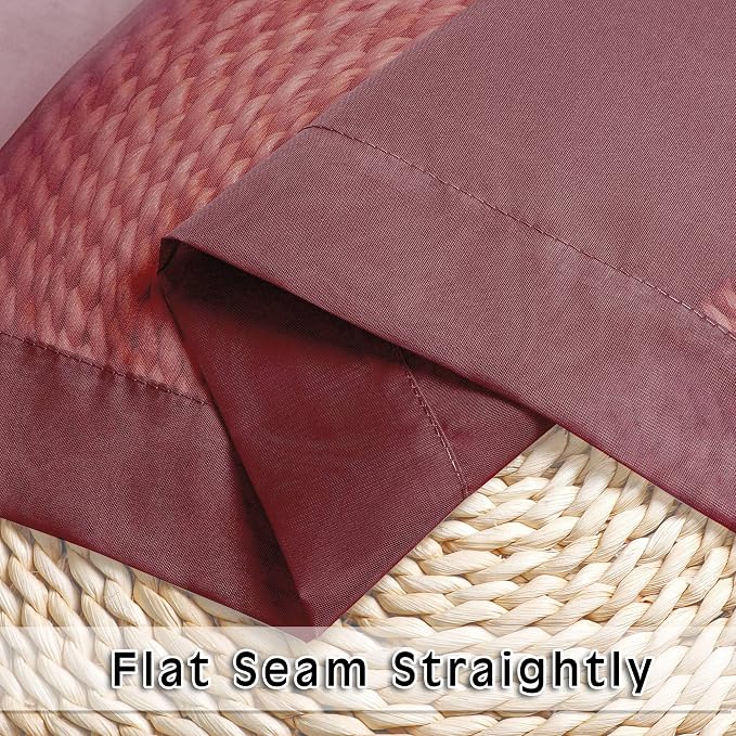 OVZME 2 Panels Window Burgundy Sheer Curtains 42" x 45" Inches - Image 6