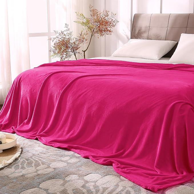 BEDELITE Fleece Blankets Queen Size Hot Pink Throw Blankets by BEDELITE