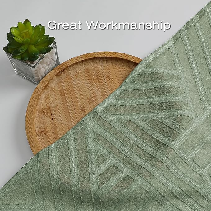 Simplebrand Sage Green Semi Sheer Curtains 96 Inches Long 2 Panels, Light - Image 6