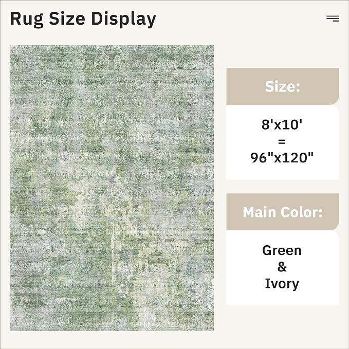 Abstract Rug 8x10 Large Living Room Rugs Neutral Modern Washable Area Rugs - Image 5