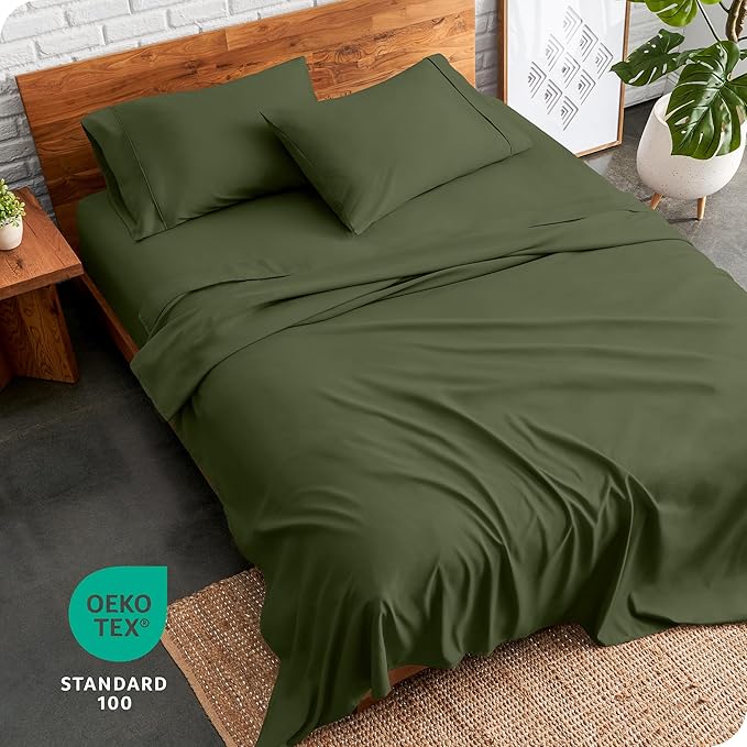 Bare Home King Sheet Set - Luxury 1800 Ultra-Soft Microfiber King Bed Sheets - Double Brushed - Deep Pockets - Easy Fit - 4 Piece Set - Bedding Sheets & Pillowcases (King, Cypress)