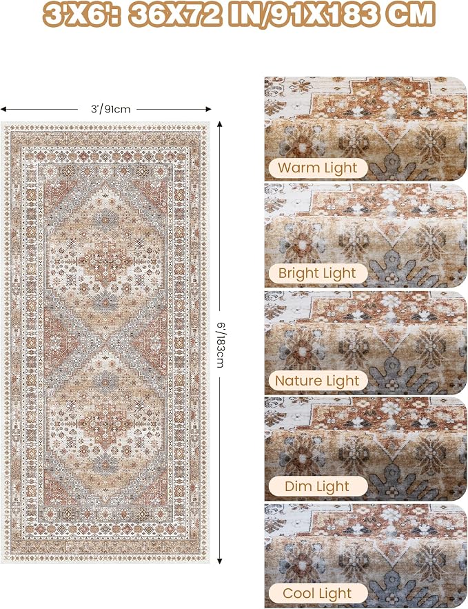 3x6 Runner Rug, Thin Entryway Non Slip Washable Rugs - Image 2
