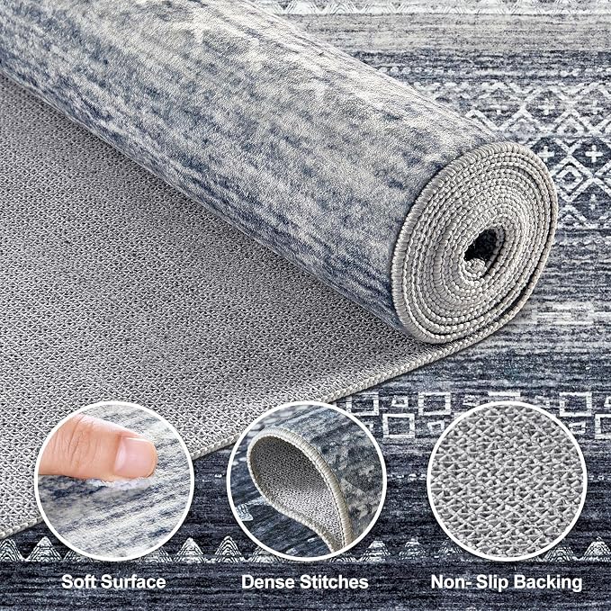 Nakagishi 10x14 Area Rugs Living Room: Washable Boho Large Neutral Modern Soft - Image 3