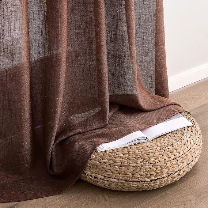MIULEE Chocolate Brown Linen Curtains 84 Inch Length - Image 7