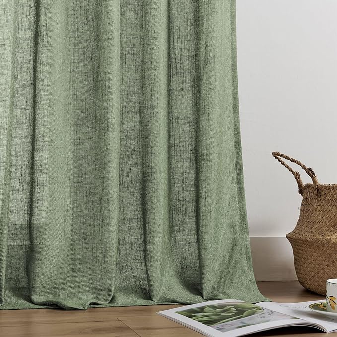 Joydeco Linen Curtains 108 Inch Length 2 Panel Sets, Light Filtering Curtains - Image 4