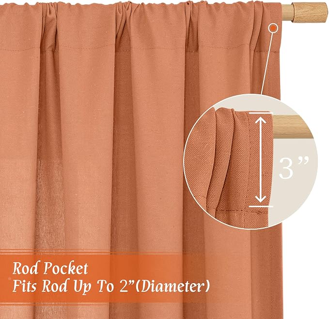 LAMIT Terracotta Linen Curtains 72 inches Long - Image 3