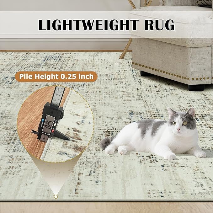 6x9 Area Rugs for Living Room Washable Rug: Anti-Skid Abstract Modern Living - Image 6