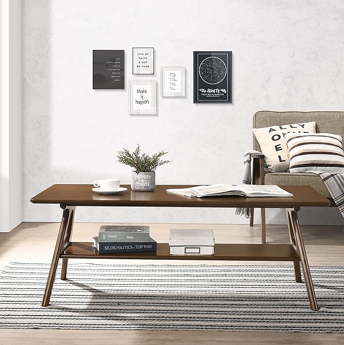 Roundhill Furniture Arona 3-Piece Coffee Table Set, Coffee Table and Two End Tables, Walnut