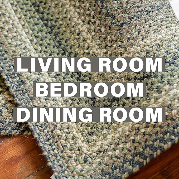 Homespice Pinecone Braided Area Rug 5x8' - Jute Braided Natural Rugs for Living Room for Rustic Country Decor