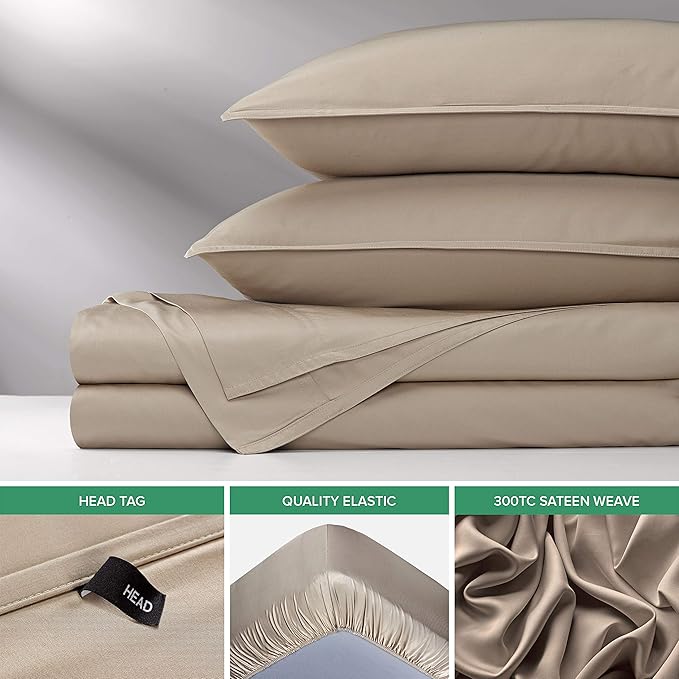 California King Sheets by Pure Bamboo, Genuine 100% Organic Viscose Derived from Bamboo Bed Sheet Set, Soft & Cooling, Double Stitching, Lifetime Quality Promise (California King, Sand)