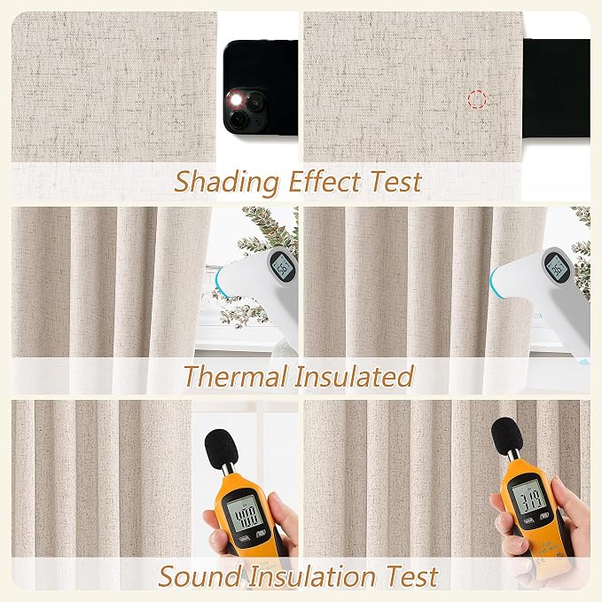Guken Oatmeal 100% Blackout Curtains 96 Inch Length 2 Panels Set - Image 5
