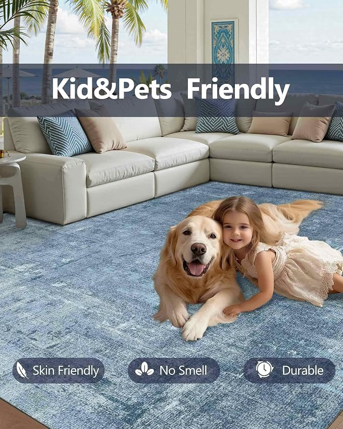 Latte&Fog 5x7 Area Rugs for Living Room Bedroom, Boho Non Slip Low Pile Carpet - Image 9