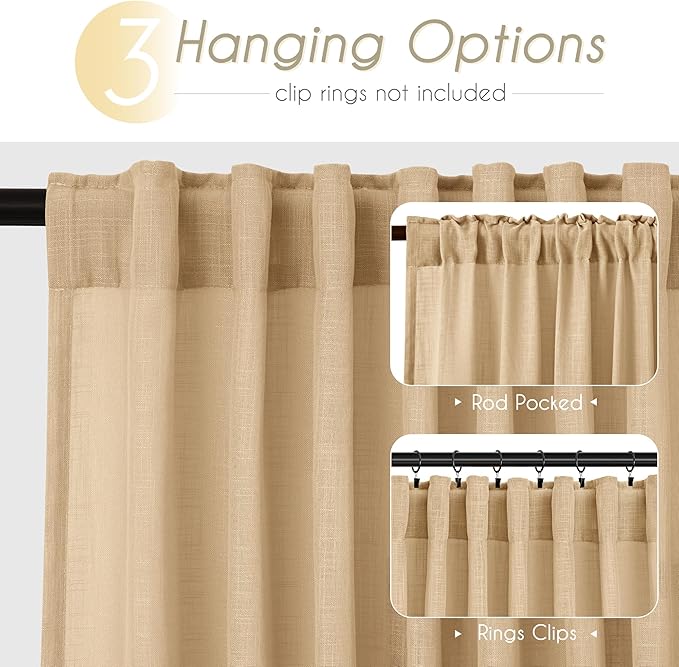 Tan Linen Curtains 96 inches Long - Image 2