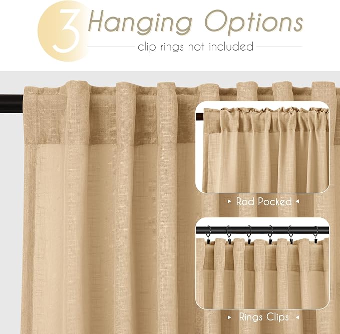 Tan Linen Curtains 120 inches Long - Image 2
