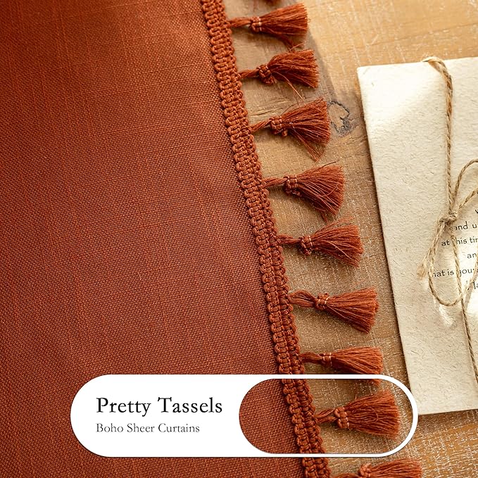 MYSKY HOME Semi Sheer Short Macrame Curtains - Image 7