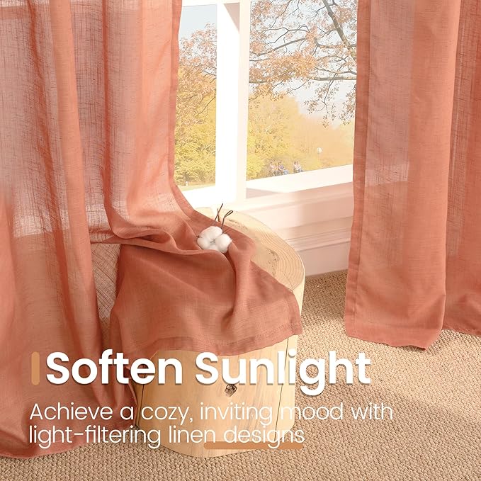 BGment Terracotta Linen Curtains 72 Inches Long - Image 5