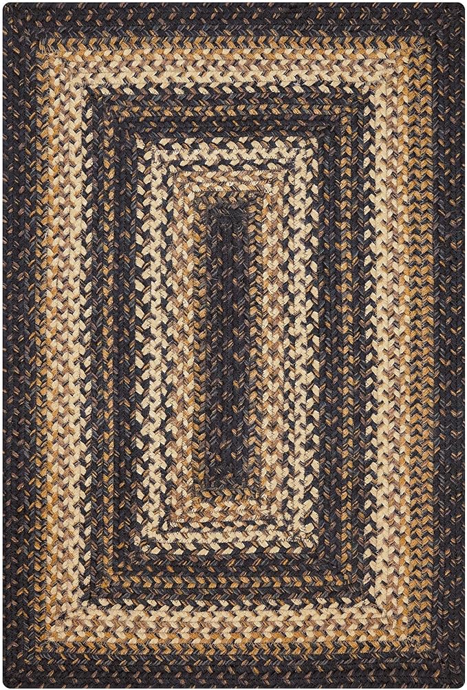 Homespice Kilimanjaro Jute Black Braided Area Rug 4x6' for Living Room, Bedroom and Dining Room. Pet Friendly. Decor Styles- Farmhouse Rug, Rustic, Vintage, Cottage, Primitive, Country, Boho Rug