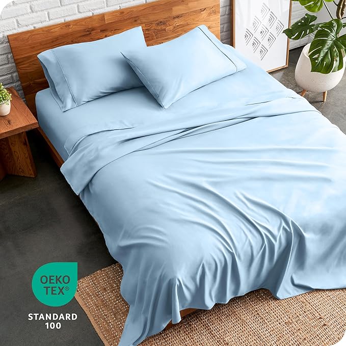 Bare Home Split King Sheet Set - 1800 Ultra-Soft Microfiber Bed Sheets - Double Brushed - Deep Pockets - Easy Fit - 5 Piece Set - Bed Sheets & Pillowcases (Split King, Light Blue)