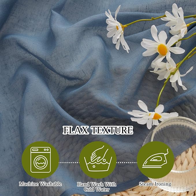 NICETOWN Linen Curtains Stone Blue - Image 4