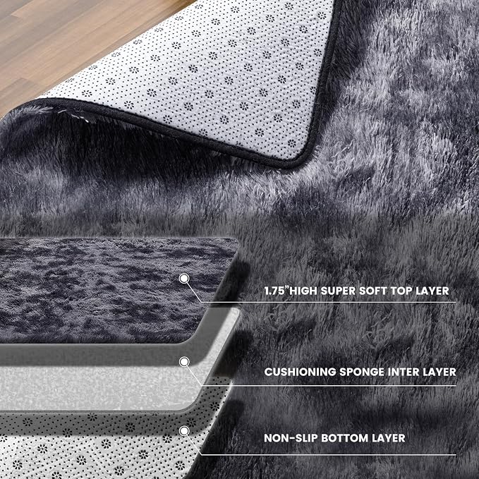 8x10 Feet Area Rugs for Living Room, Shag Fluffy Bedroom Carpet, Soft Rugs for - Image 3