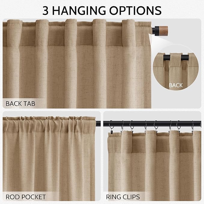 Sand Beige Linen 112 Inch Curtains - Image 2