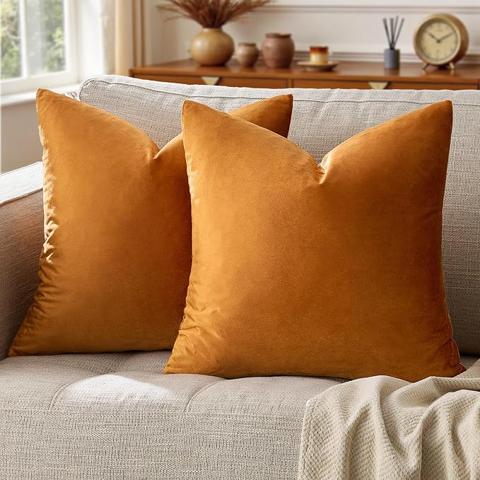 GIGIZAZA Decorative Throw Pillow Covers 26x26, Velvet Sofa Boho Cushion Pillows by GIGIZAZAFocusingonhomedecoration