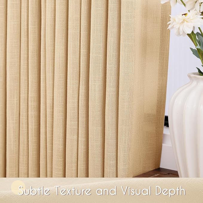 Tan Linen Curtains 96 inches Long - Image 3