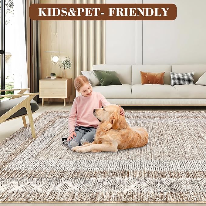 GarveeHome 2.5x8 Modern Bordered Runner Rug Soft Non Slip Washable Floor Carpet - Image 7