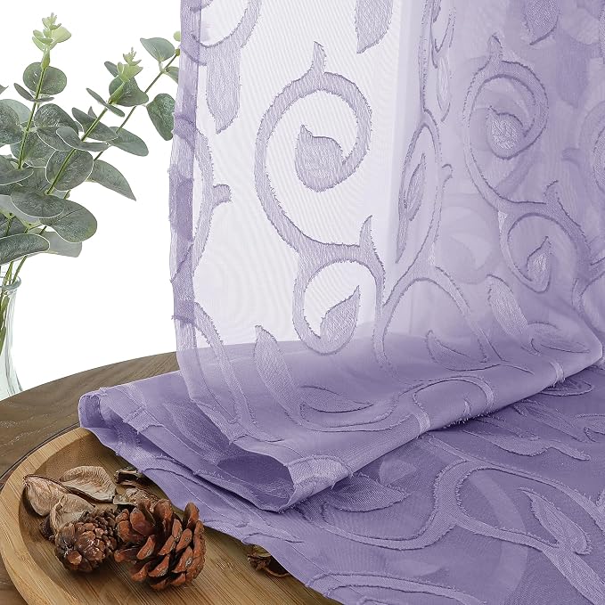 OWENIE Furman Sheer Curtains 45 Inch Length 2 Panels Set - Image 5