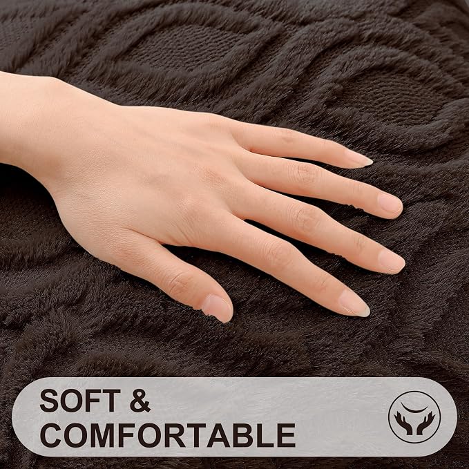 decorUhome Throw Pillow Covers 22x22 Inch Set of 2, Soft Plush Faux Wool Dark - Image 2