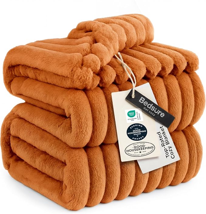 Bedsure GentleSoft Orange California King Size Blanket by BEDSURE
