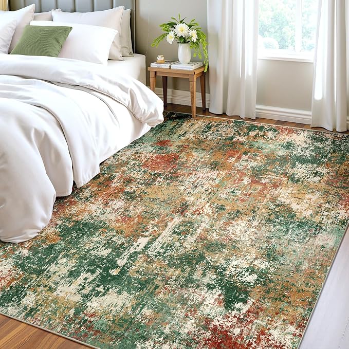 Washable Area Rugs 7'x9' Non-Slip Modern Abstract Soft - Image 2