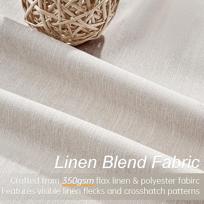 Topfinel Linen Beige Blackout Curtains 84 Inch Long 2 Panels, Linen Blend - Image 2