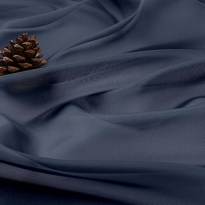 OWENIE Extra Long Navy Blue Sheer Curtains 96 Inches Long 2 Panels Set - Image 7